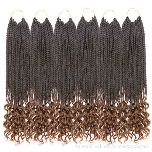 3X Box Braid Crochet Hair Extension Box Braids Crochet Braids with Curly Ends 18 Inch